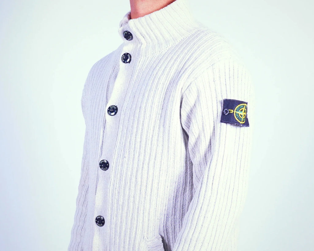 Stone Island White Cardigan L