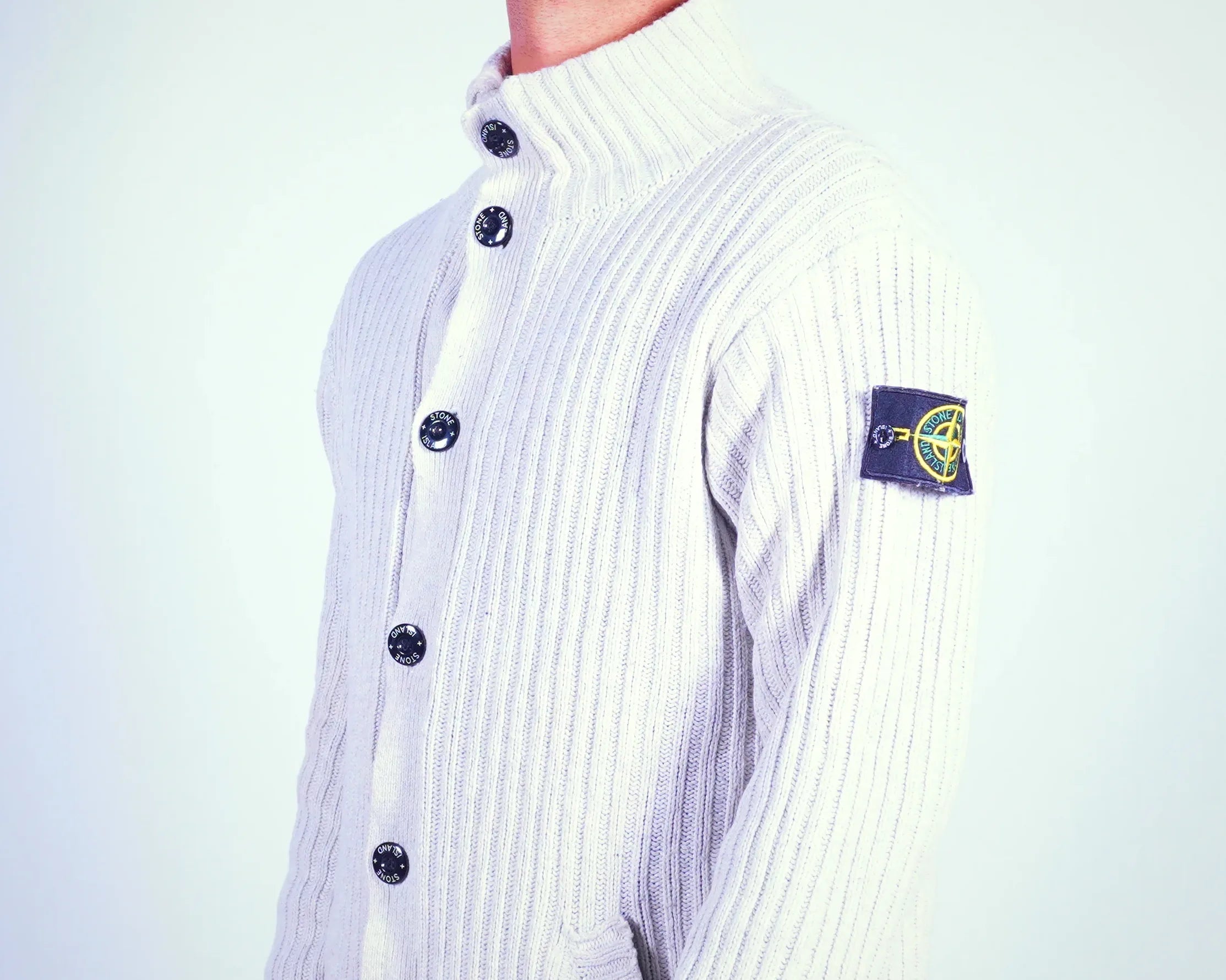 Stone Island White Cardigan L