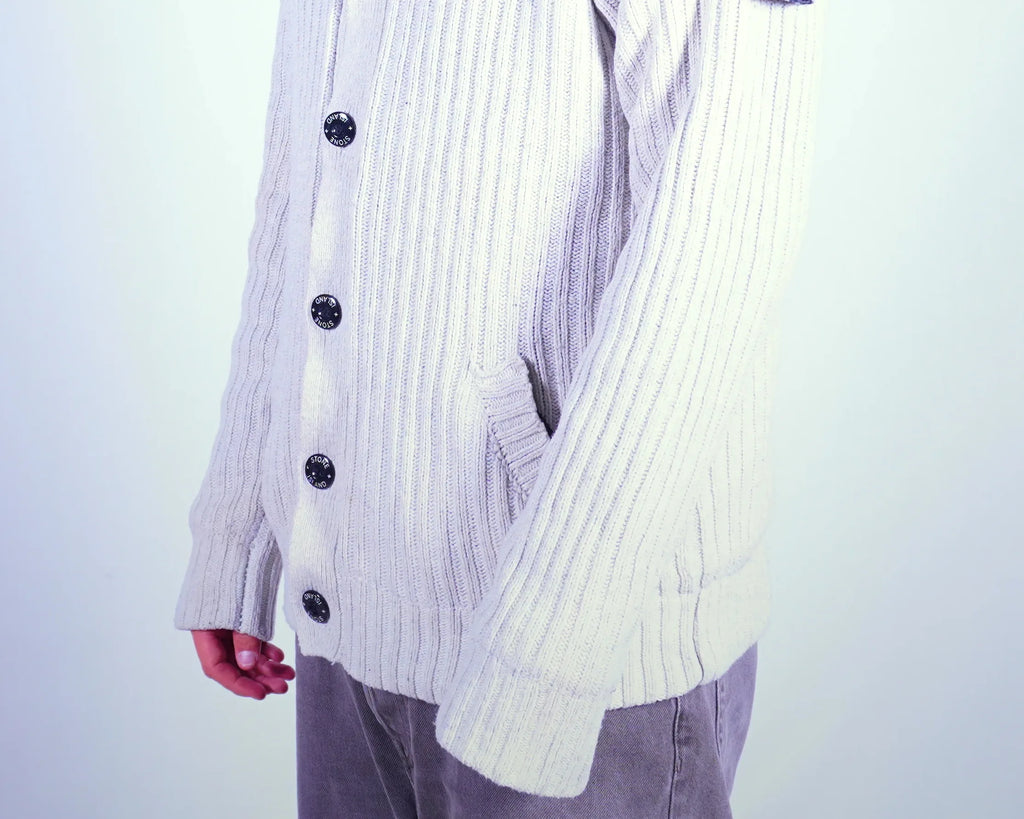 Stone Island White Cardigan L