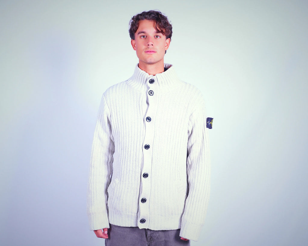 Stone Island White Cardigan L