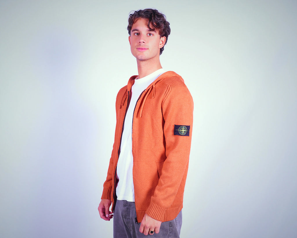 Stone Island Orange Hooded Sweatshirt M