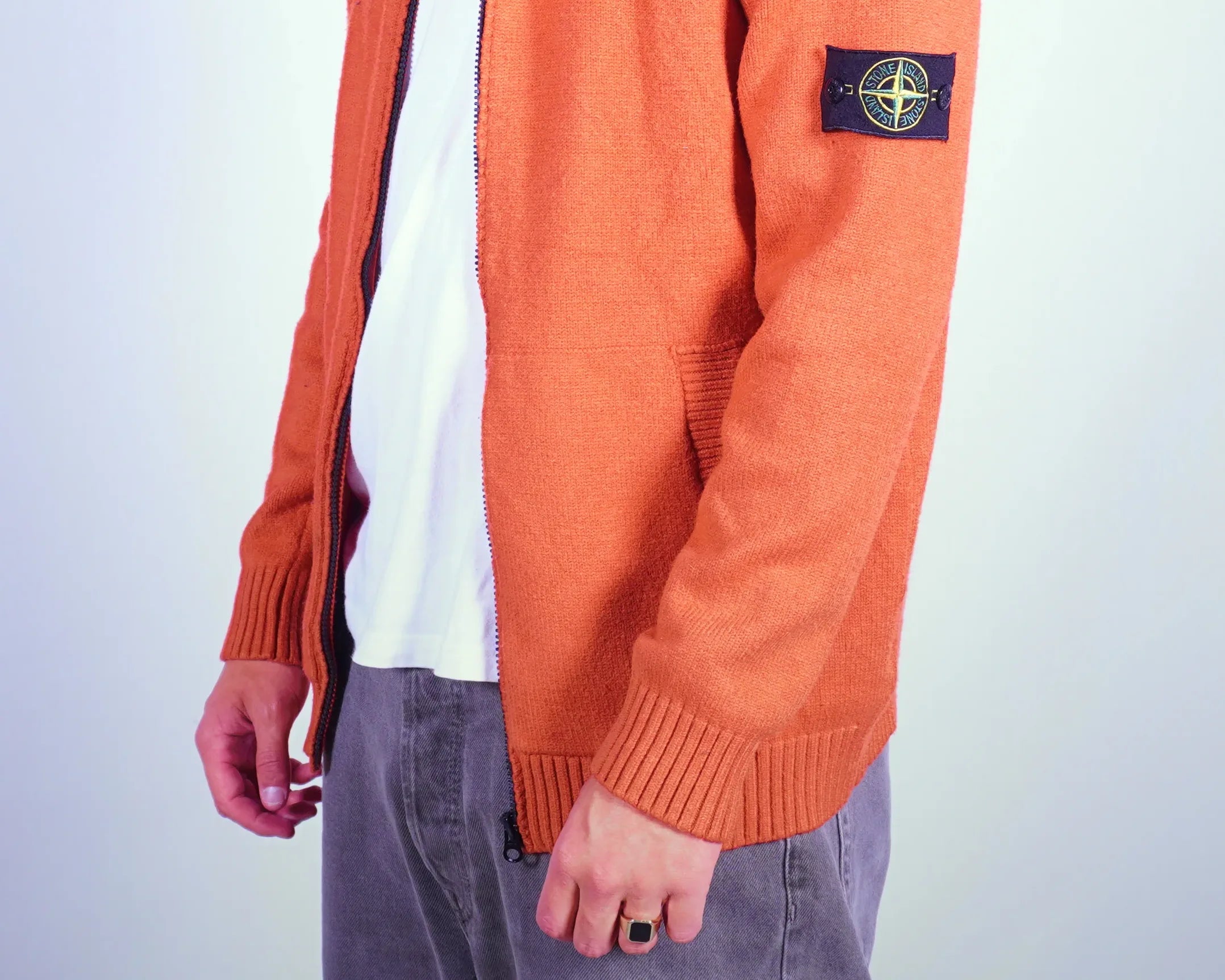 Stone Island Orange Hooded Sweatshirt M