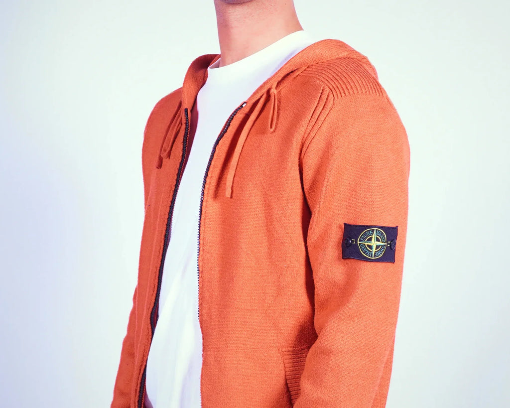 Stone Island Orange Hooded Sweatshirt M