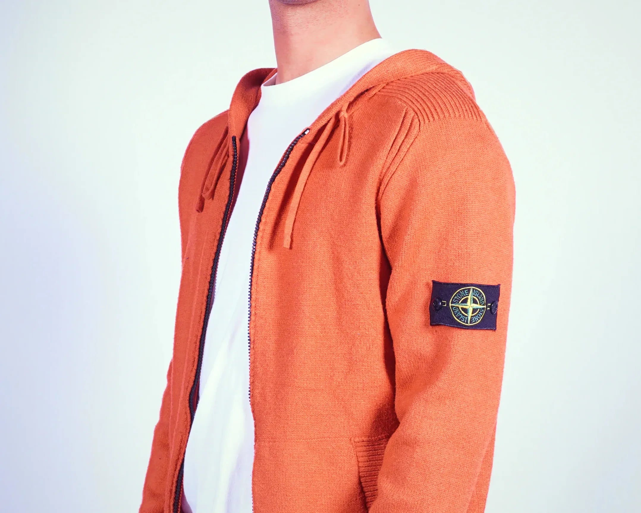 Stone Island Orange Hooded Sweatshirt M