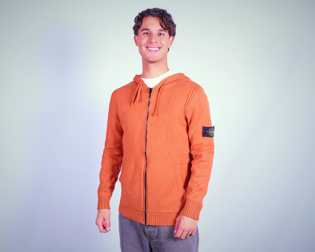 Stone Island Orange Hooded Sweatshirt M