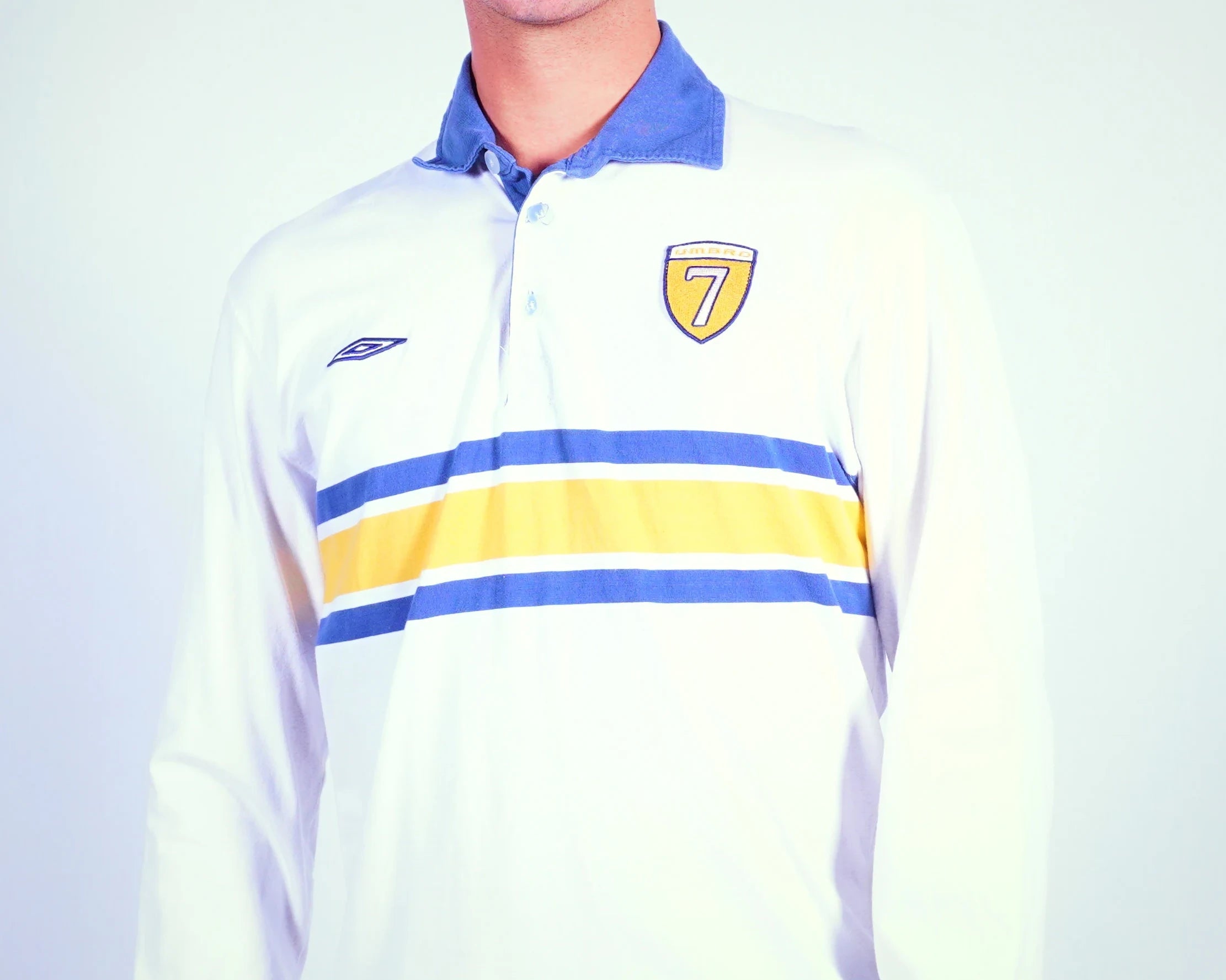 Umbro White Long-sleeve Rugby Polo Shirt S