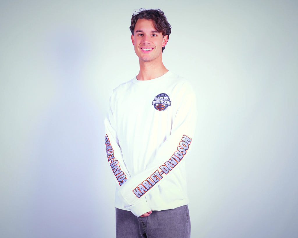 Harley-davidson White Long Sleeve T-shirt L