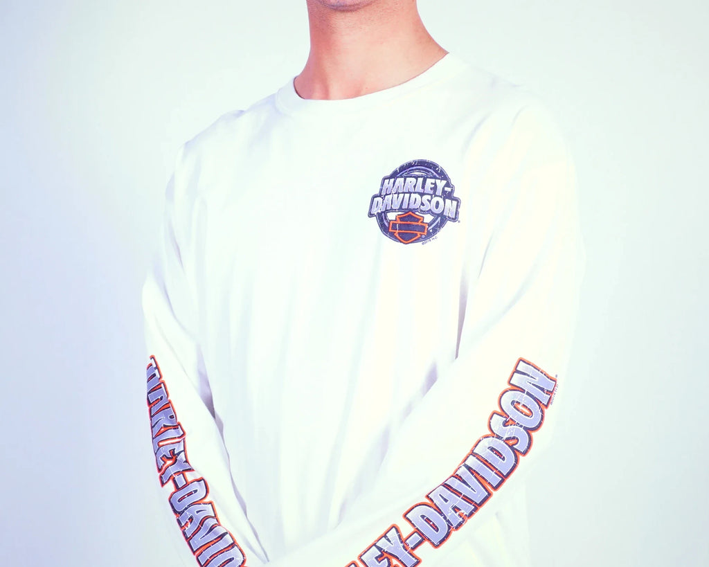 Harley-davidson White Long Sleeve T-shirt L