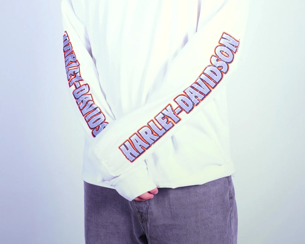 Harley-davidson White Long Sleeve T-shirt L