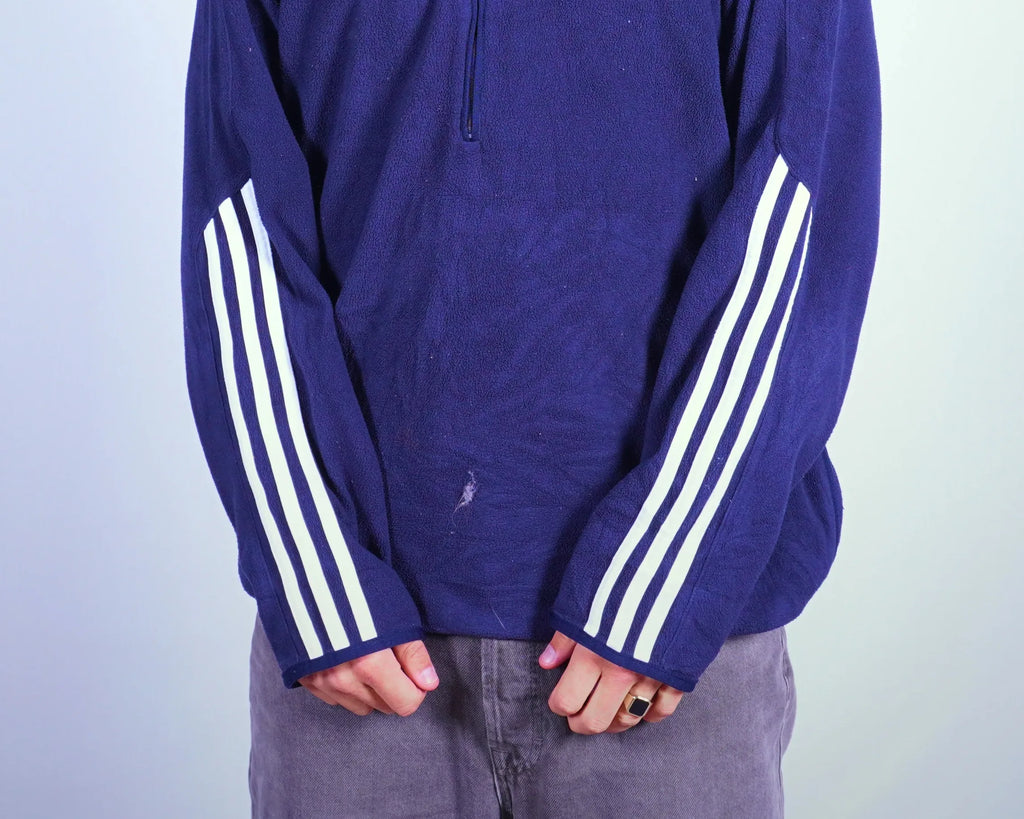 Adidas Navy Quarter-zip Fleece Sweatshirt L