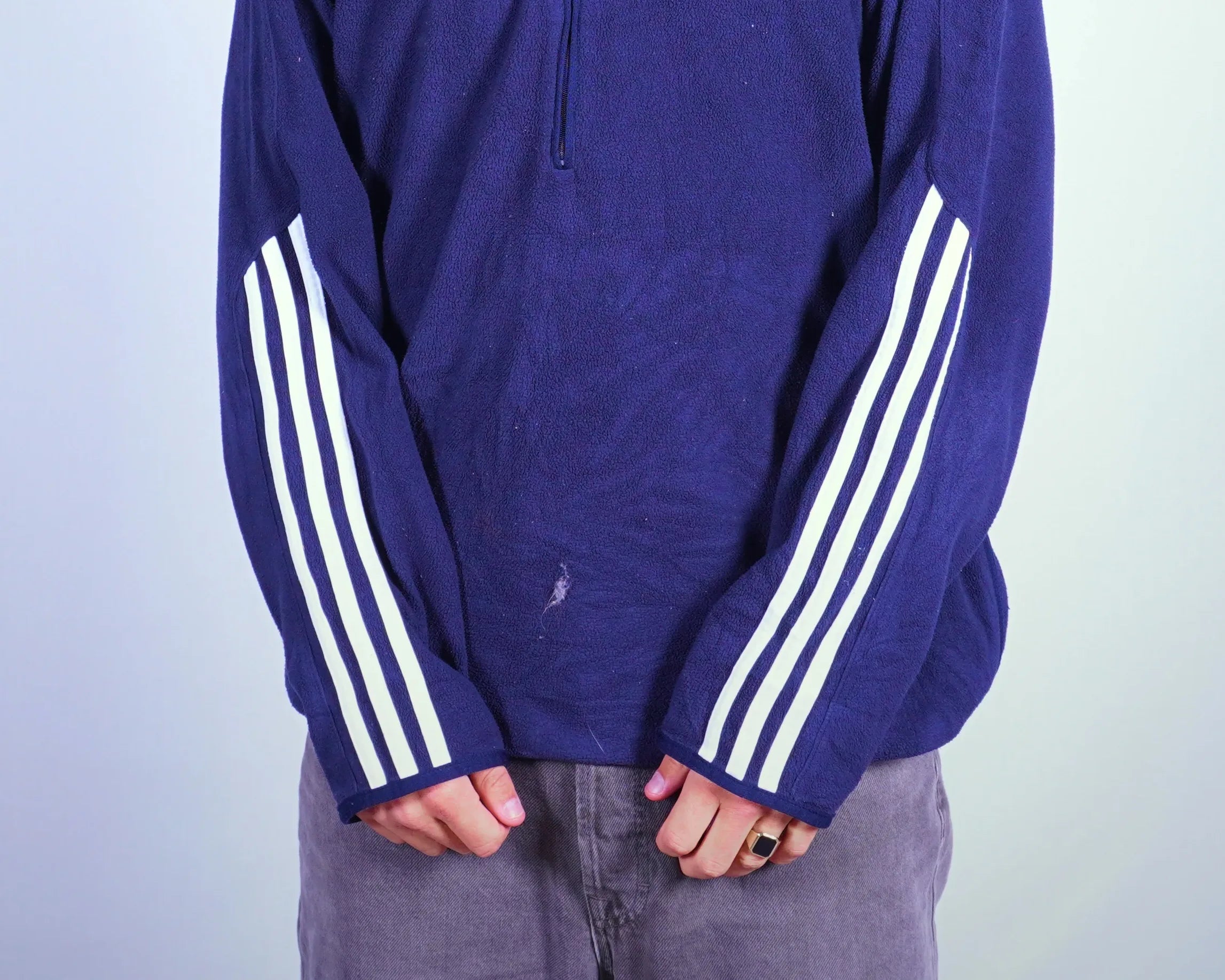 Adidas Navy Quarter-zip Fleece Sweatshirt L