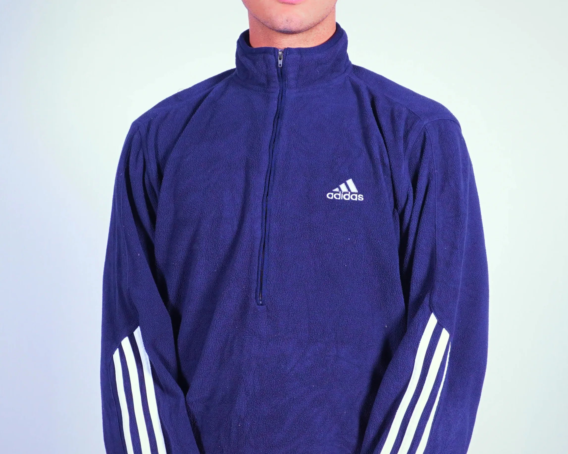 Adidas Navy Quarter-zip Fleece Sweatshirt L