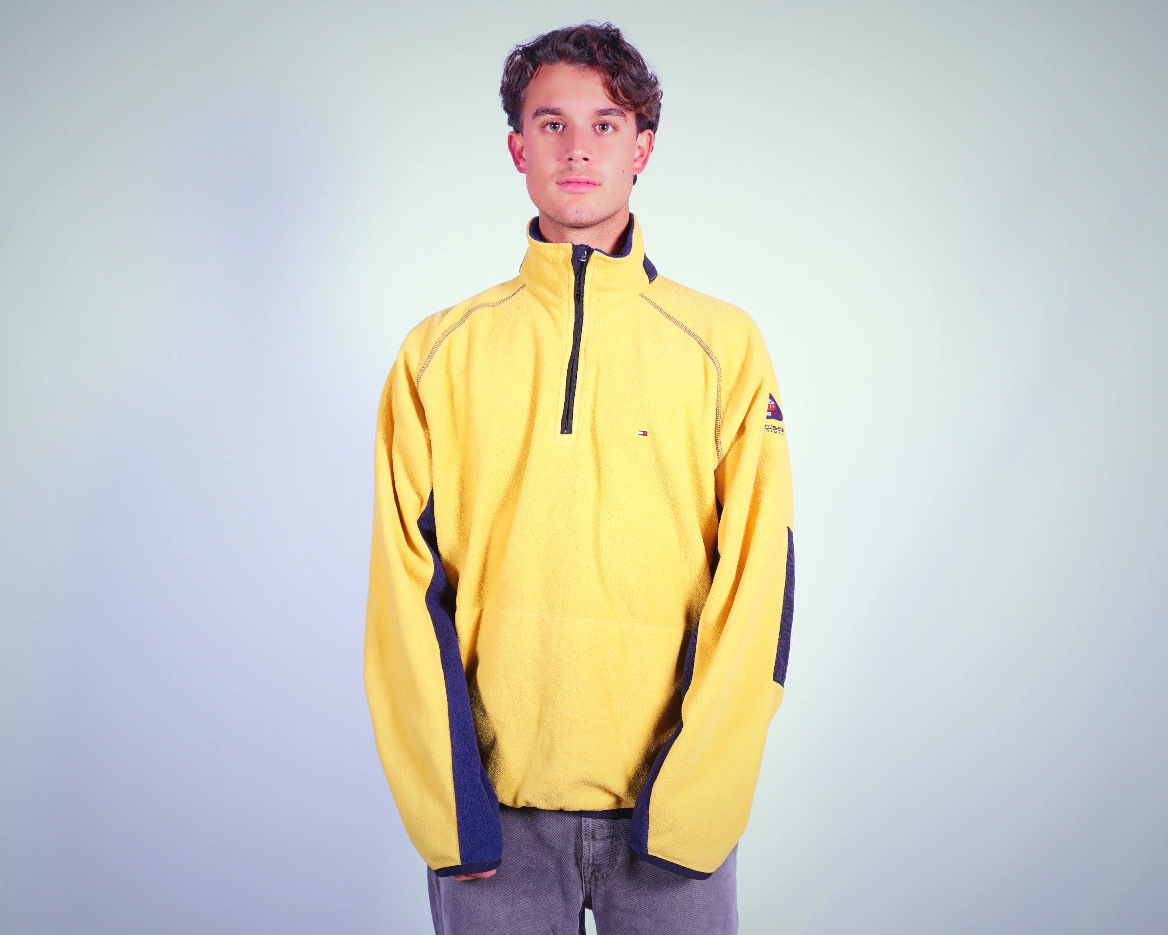 Tommy Hilfiger Yellow Fleece Pullover Jacket L
