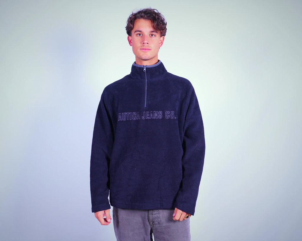 Nautica Jeans Co. Navy Quarter-zip Fleece Pullover M