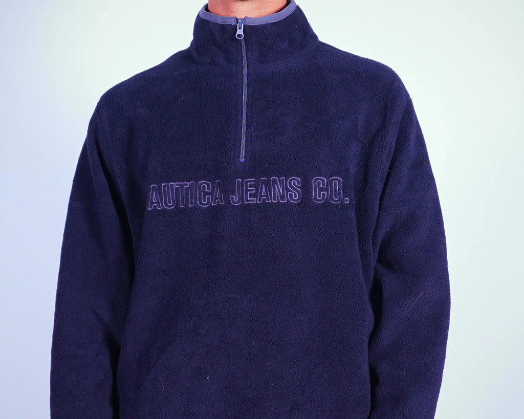 Nautica Jeans Co. Navy Quarter-zip Fleece Pullover M