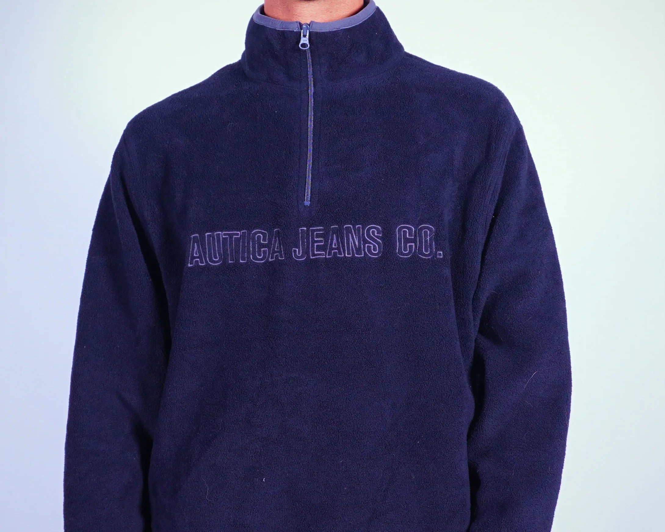 Nautica Jeans Co. Navy Quarter-zip Fleece Pullover M