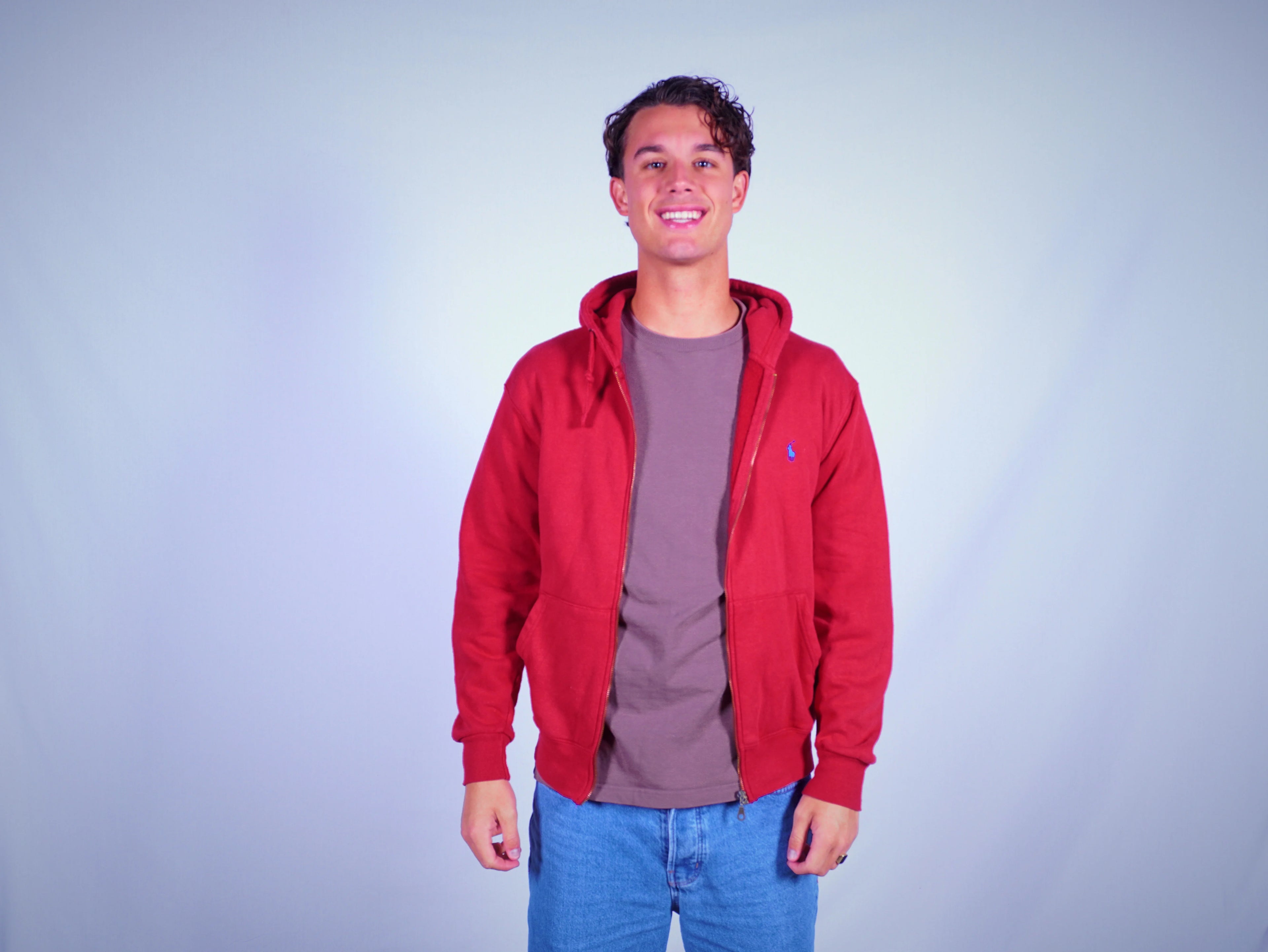 Ralph Lauren Red Zip-up Hoodie M