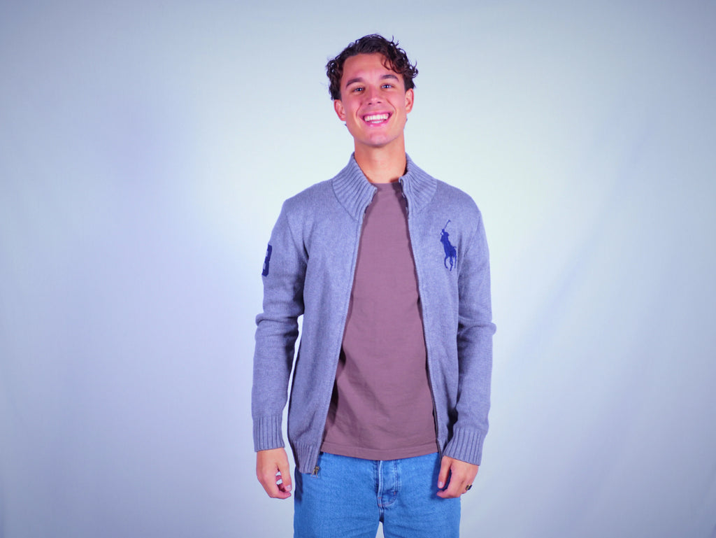 Ralph Lauren Grey Full-zip Sweater L