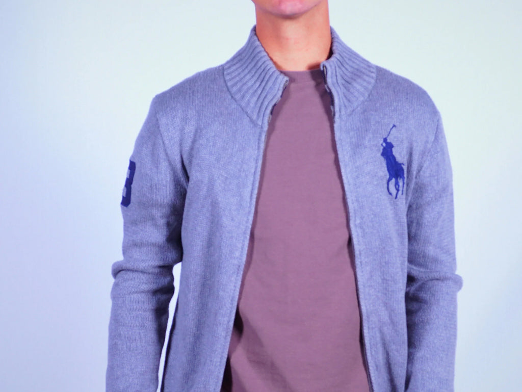 Ralph Lauren Grey Full-zip Sweater L
