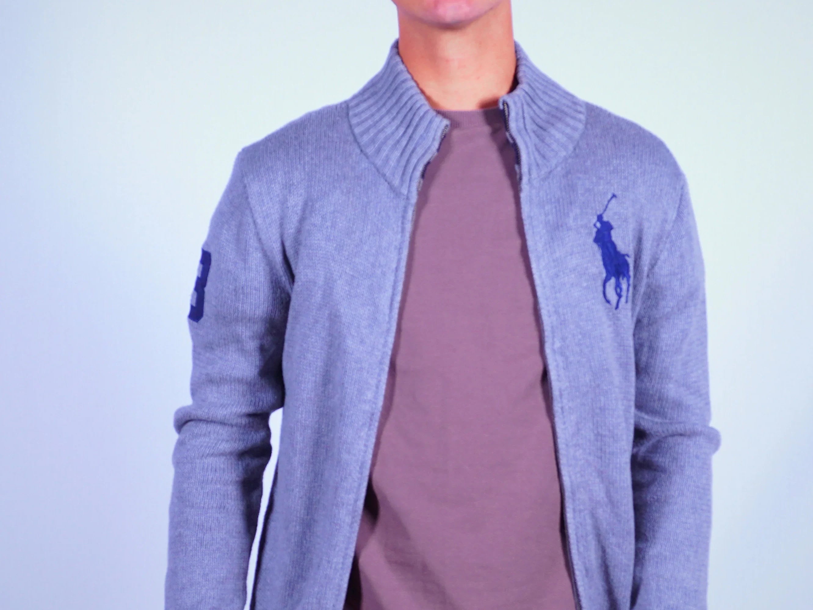 Ralph Lauren Grey Full-zip Sweater L