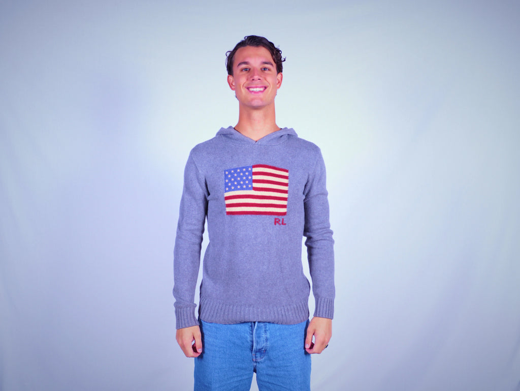 Ralph Lauren Grey Flag Hoodie S