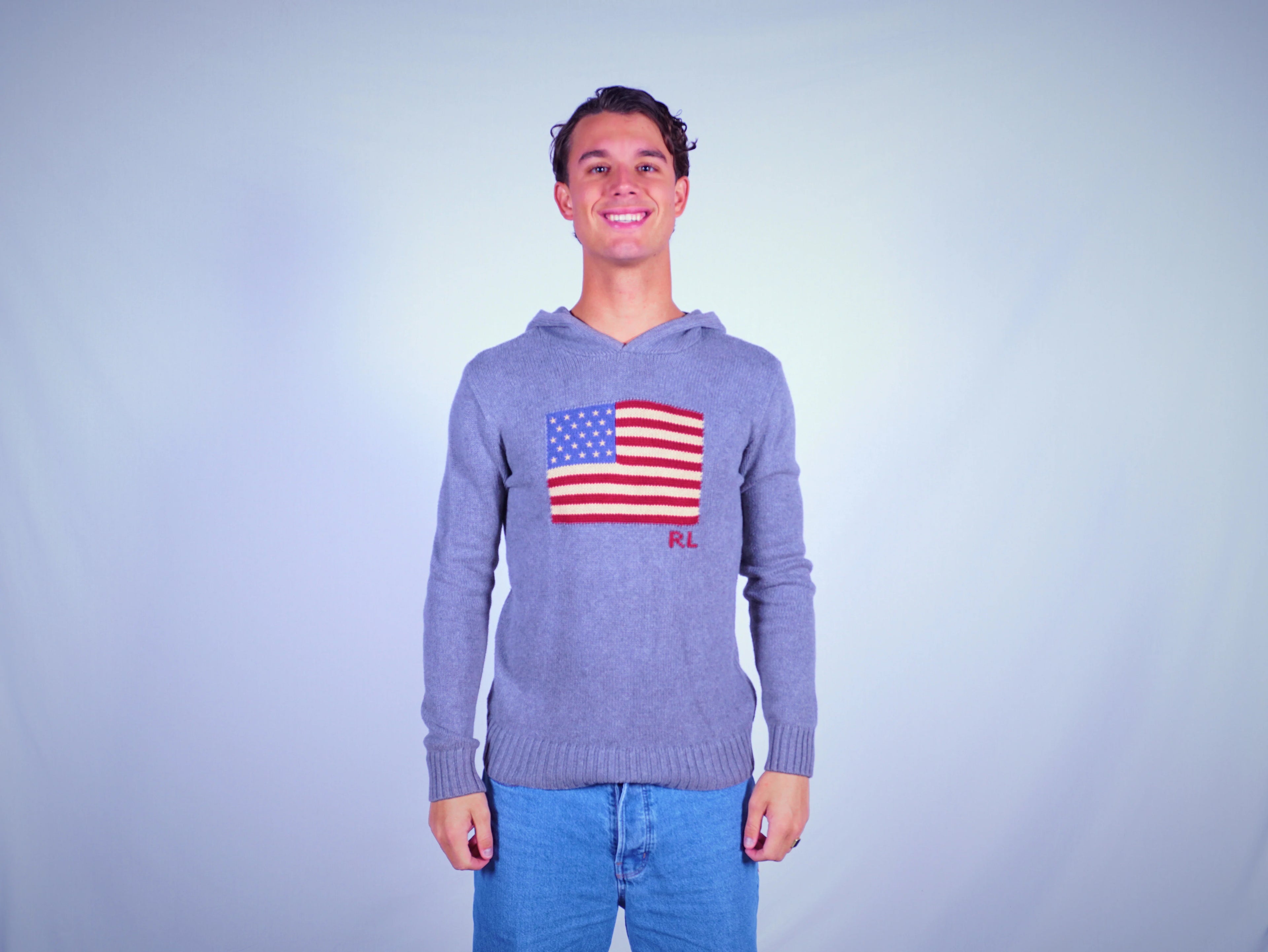 Ralph Lauren Grey Flag Hoodie S