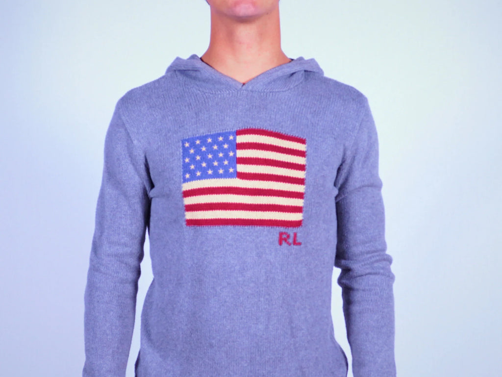 Ralph Lauren Grey Flag Hoodie S
