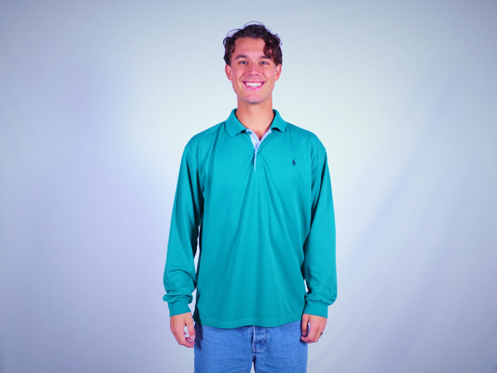 Ralph Lauren Green Long Sleeve Polo Shirt L