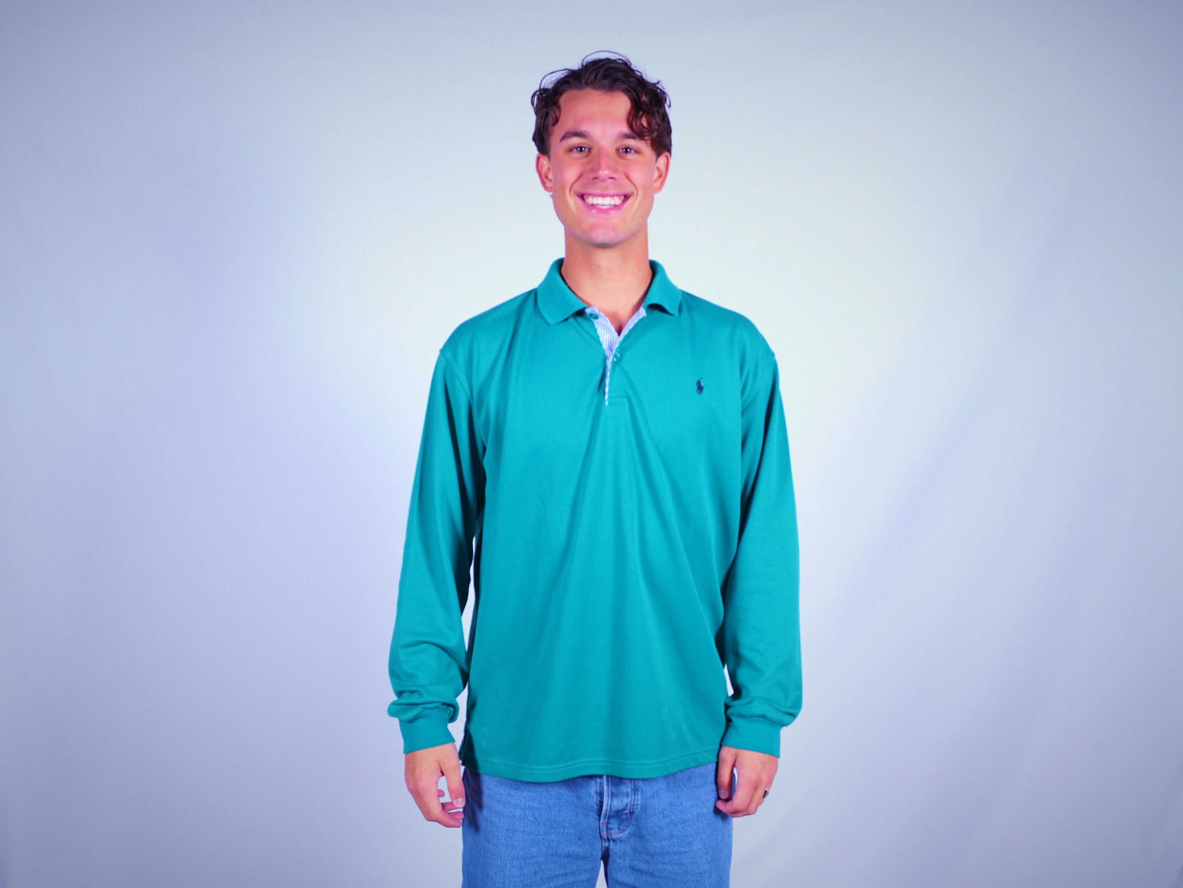 Ralph Lauren Green Long Sleeve Polo Shirt L