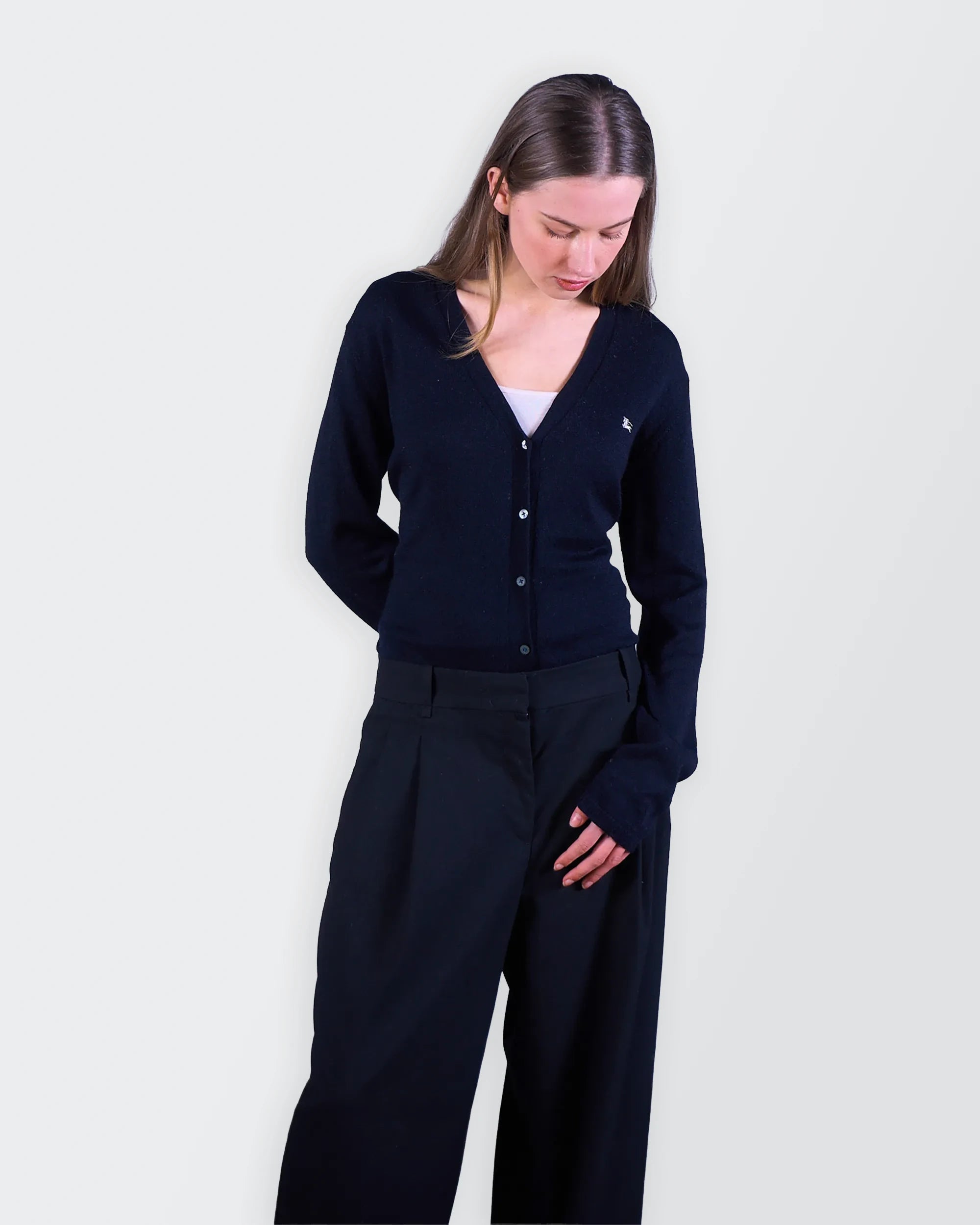 Burberry Navy Button Cardigan - S