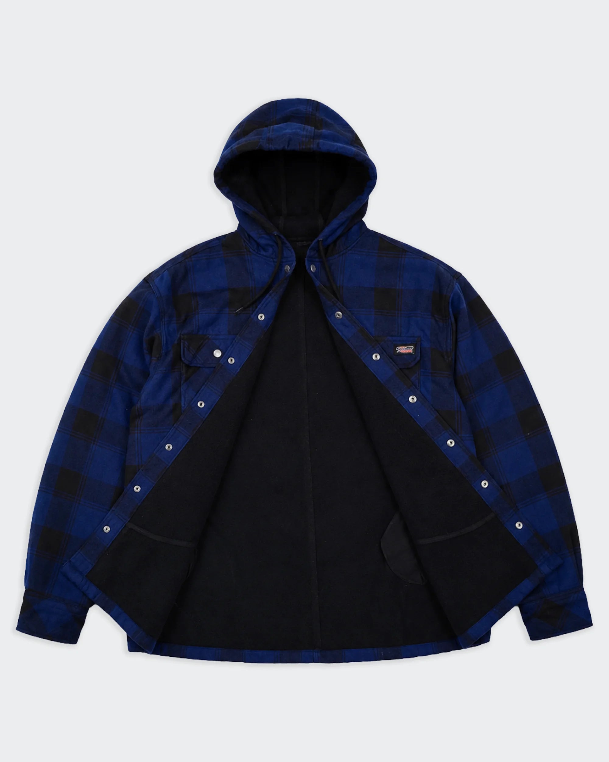 Dickies Blue Hooded Shirt Jacket M Flannel