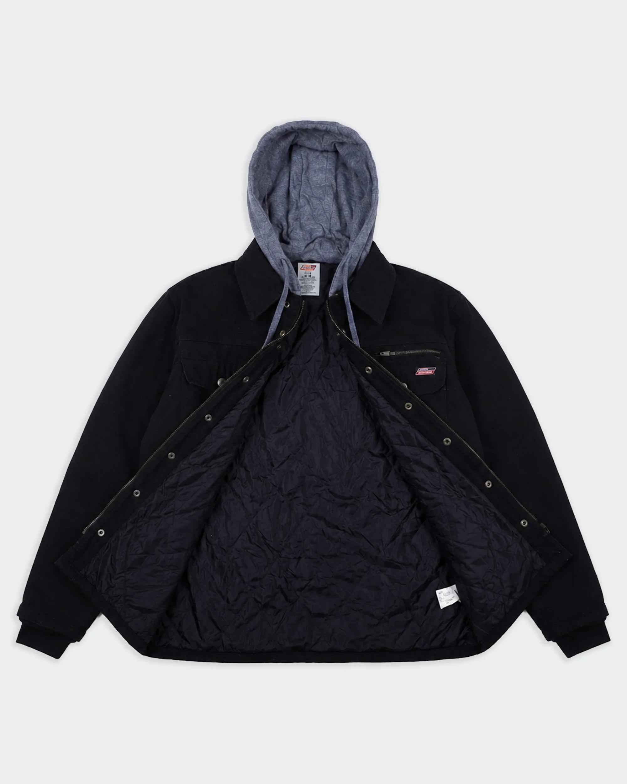 Dickies Black Hooded Shirt Jacket M Cotton