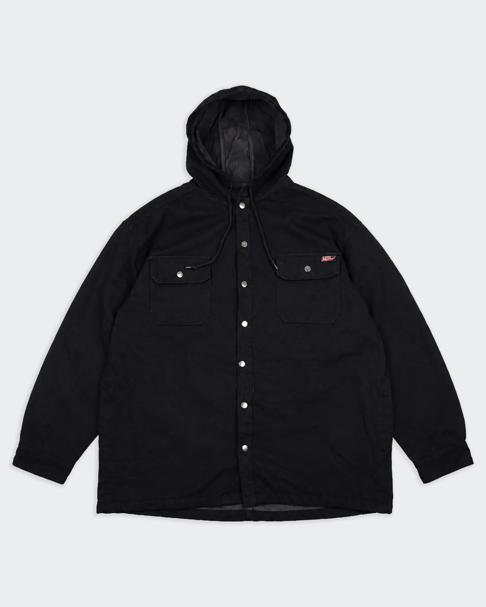 Dickies Black Hooded Shirt Jacket L Cotton