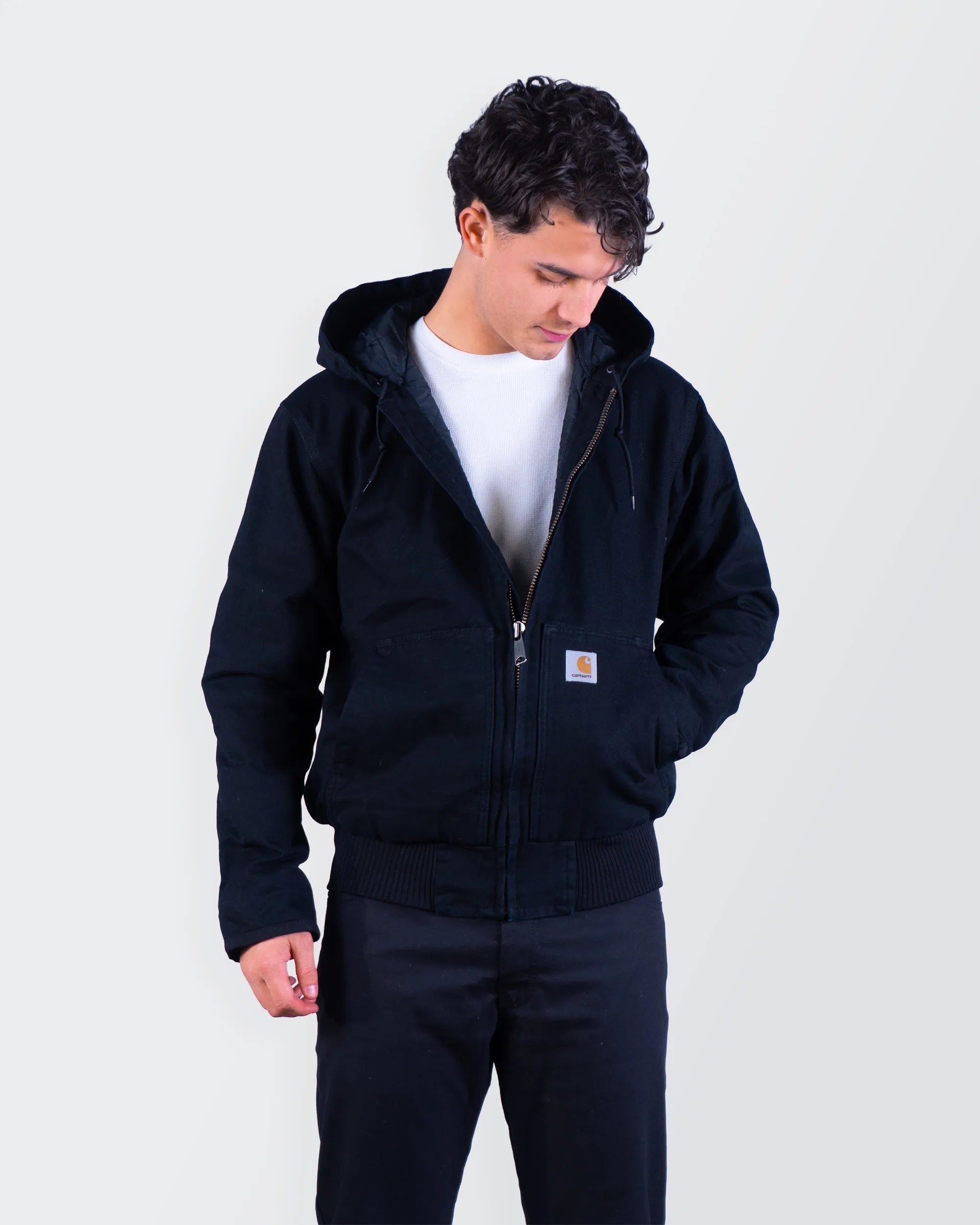Carhartt Black Canvas Full-Zip Hoodie - M