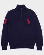Ralph Lauren Navy Quarter-zip Jumper - M