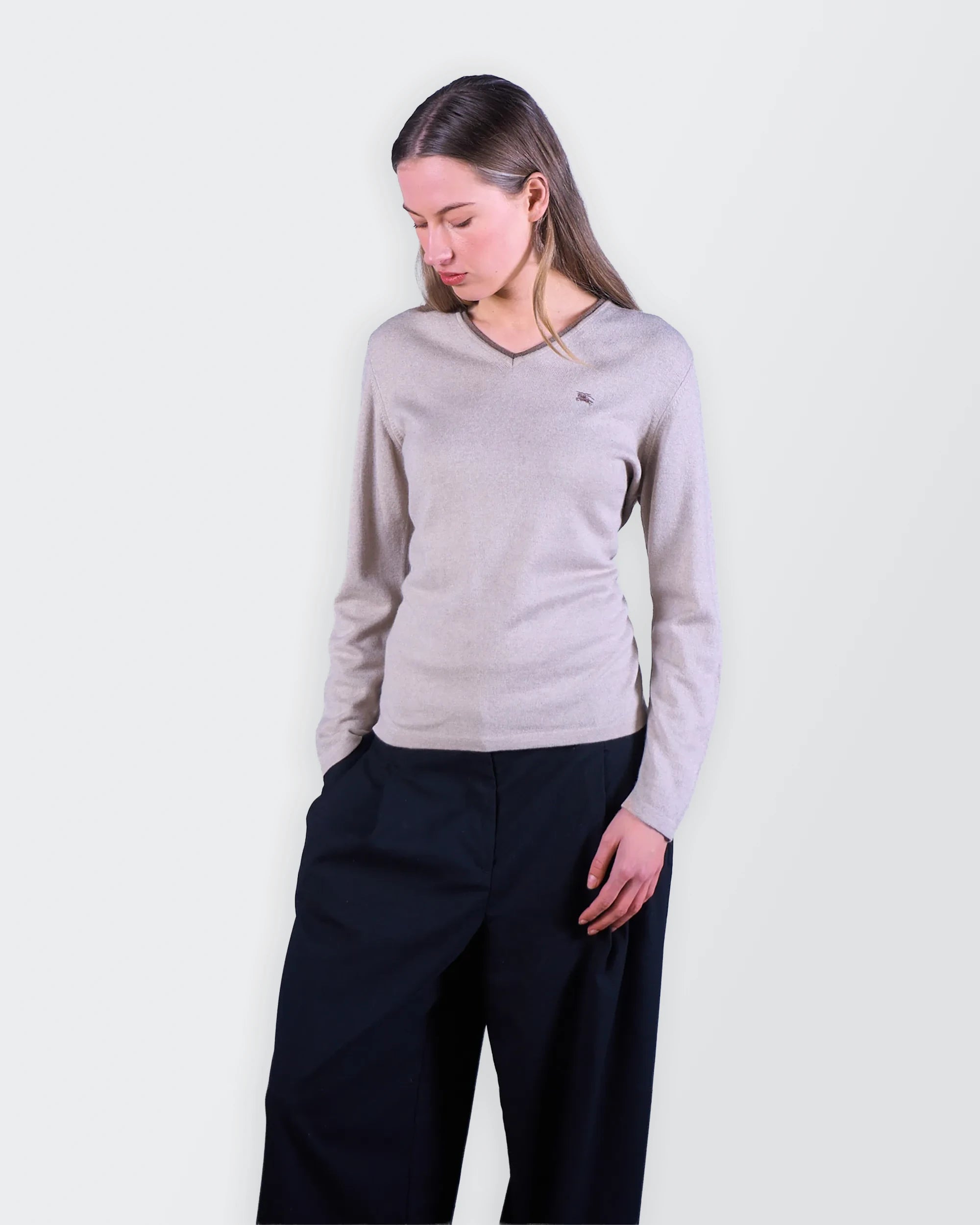 Burberry Beige V-neck Jumper -
