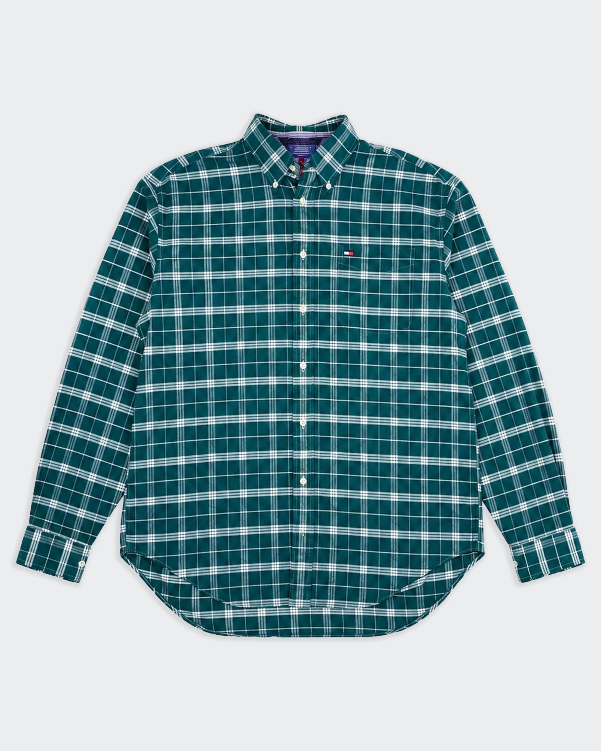 Tommy Hilfiger Green Button-Up Shirt L Cotton