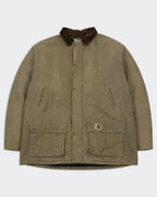 Carhartt bruine lange jas maat XL, canvas, katoen