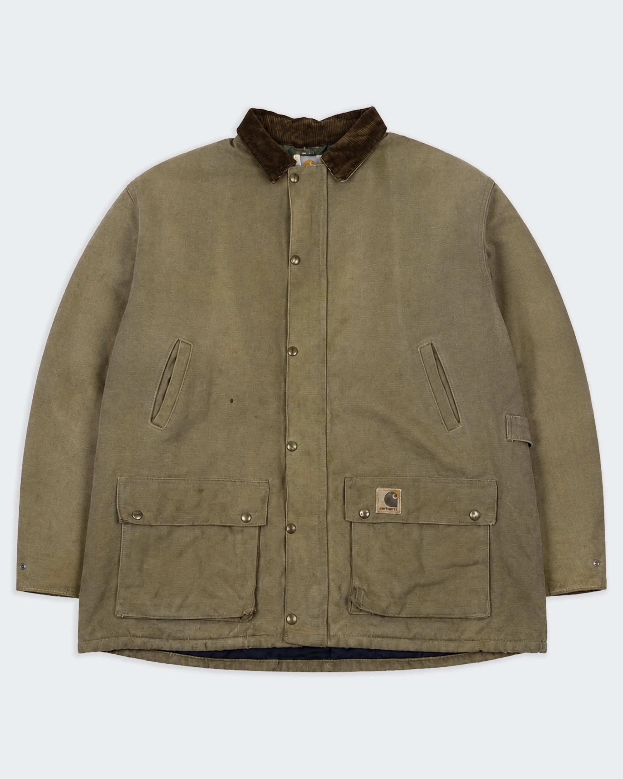 Carhartt bruine lange jas maat XL, canvas, katoen