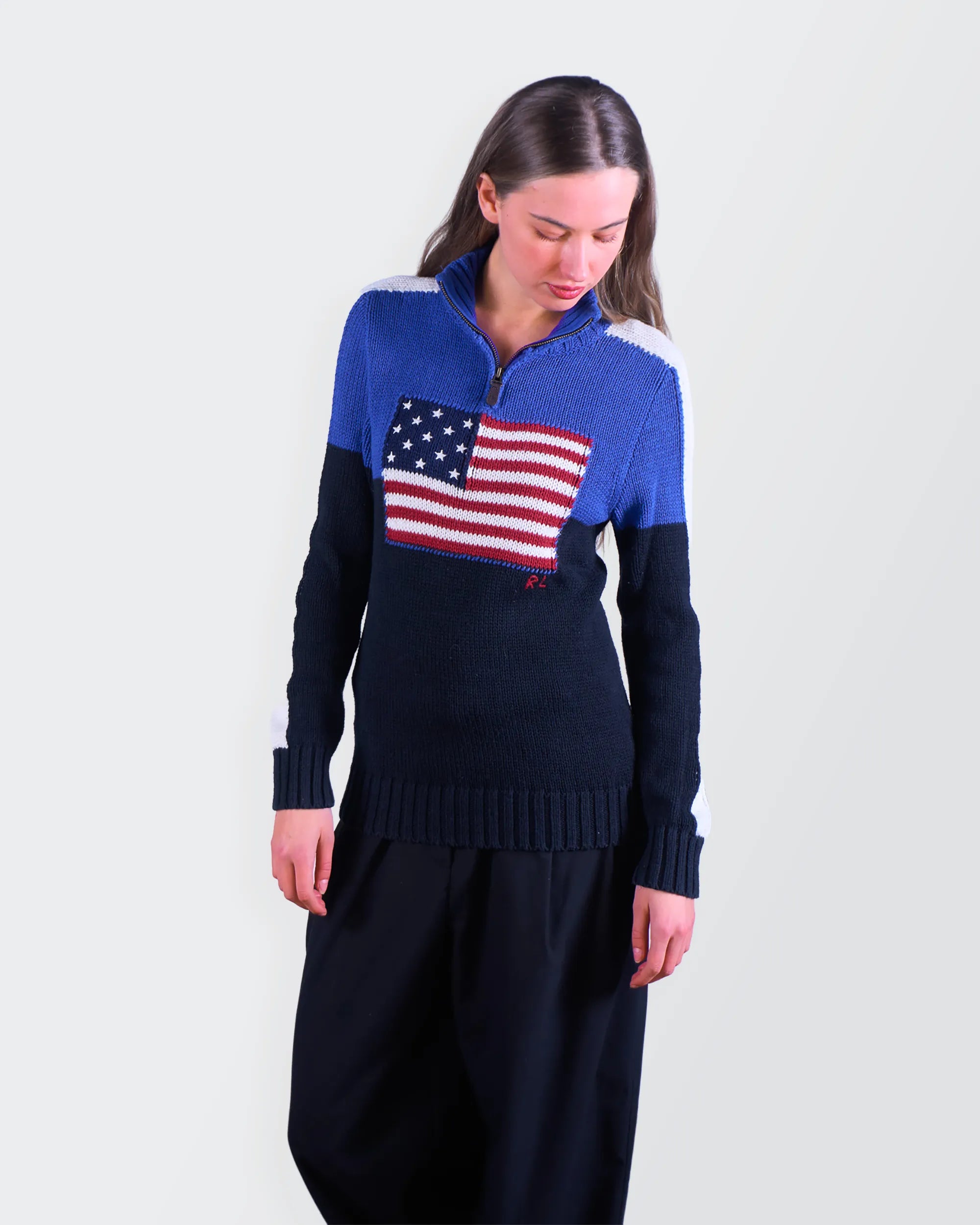Ralph Lauren Navy Quarter-zip Sweater - S