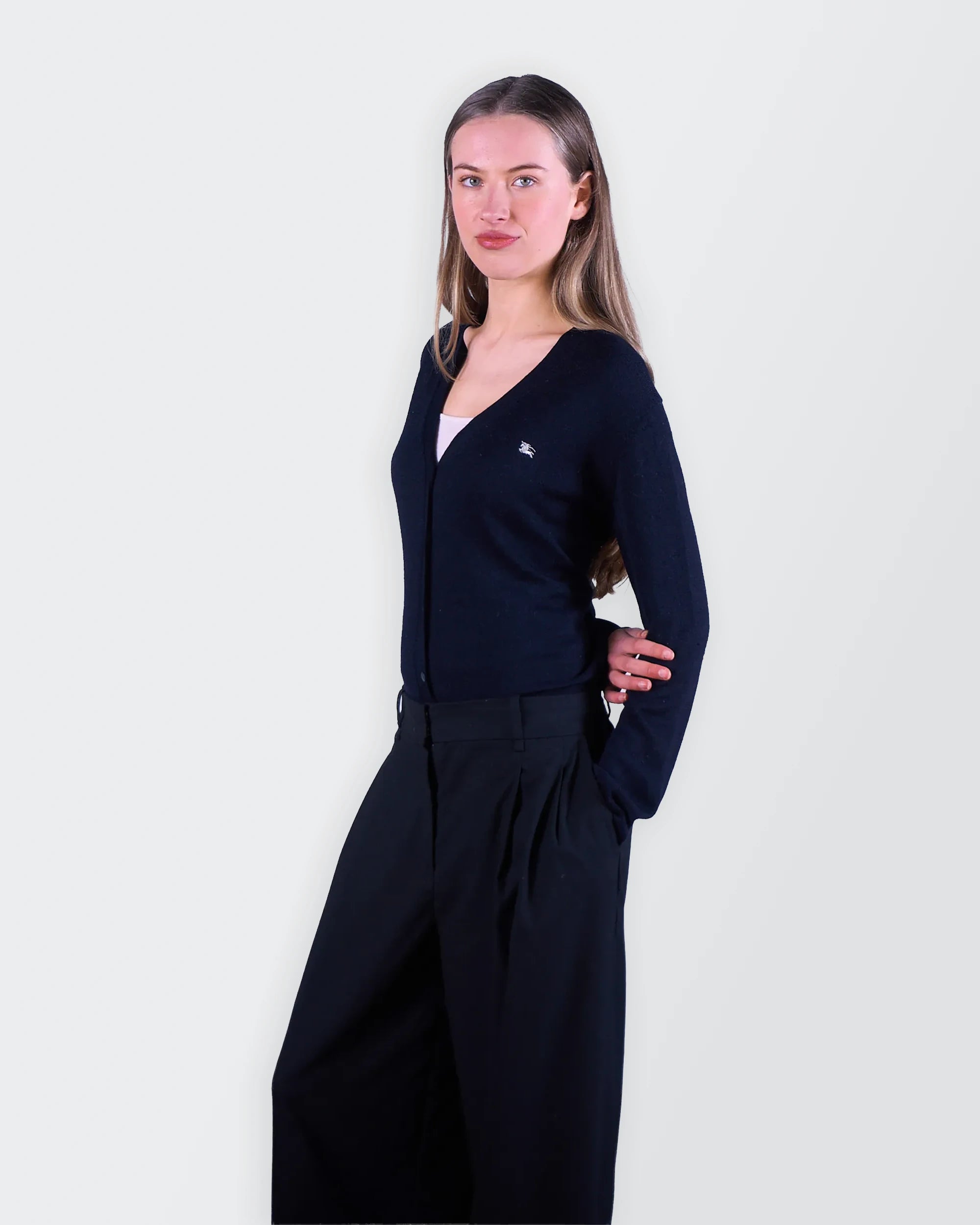 Burberry Navy Button Cardigan - S