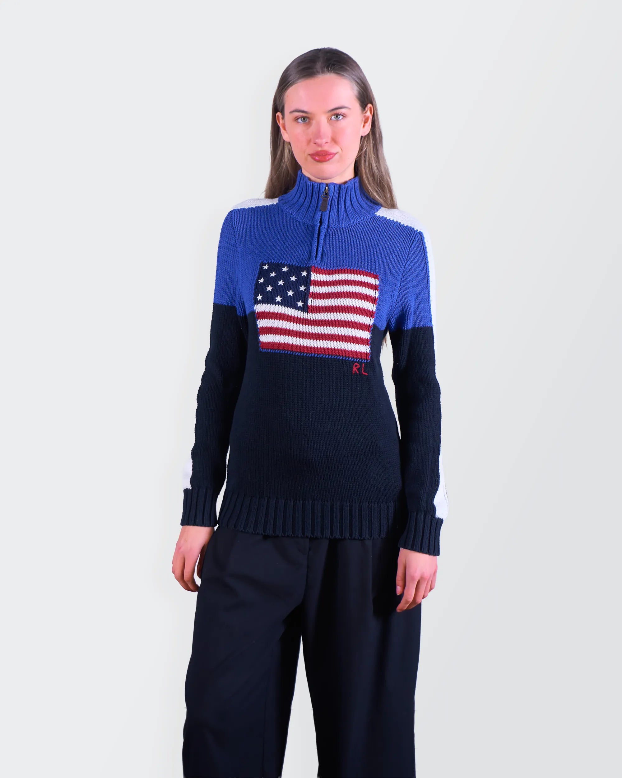 Ralph Lauren Navy Quarter-zip Sweater - S