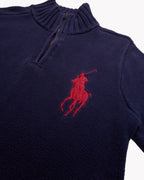 Ralph Lauren Navy Quarter-zip Jumper - M