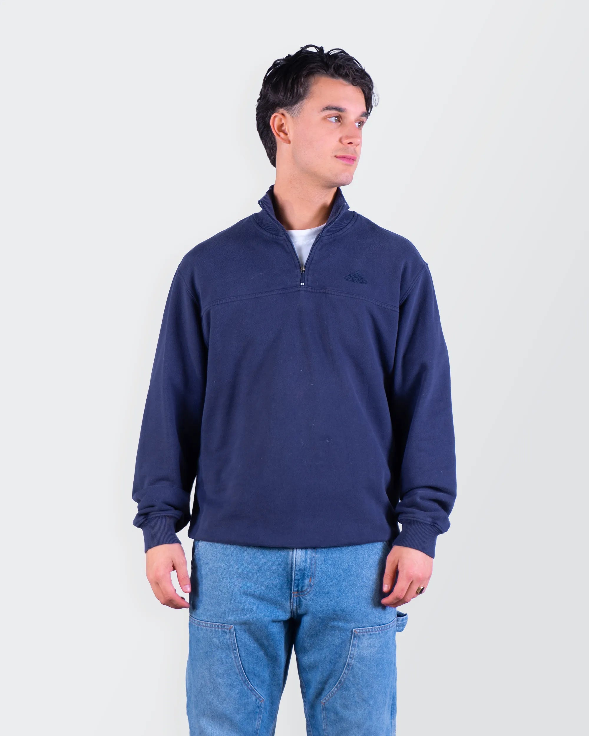 Adidas Navy  Quarter-zip Sweater - L