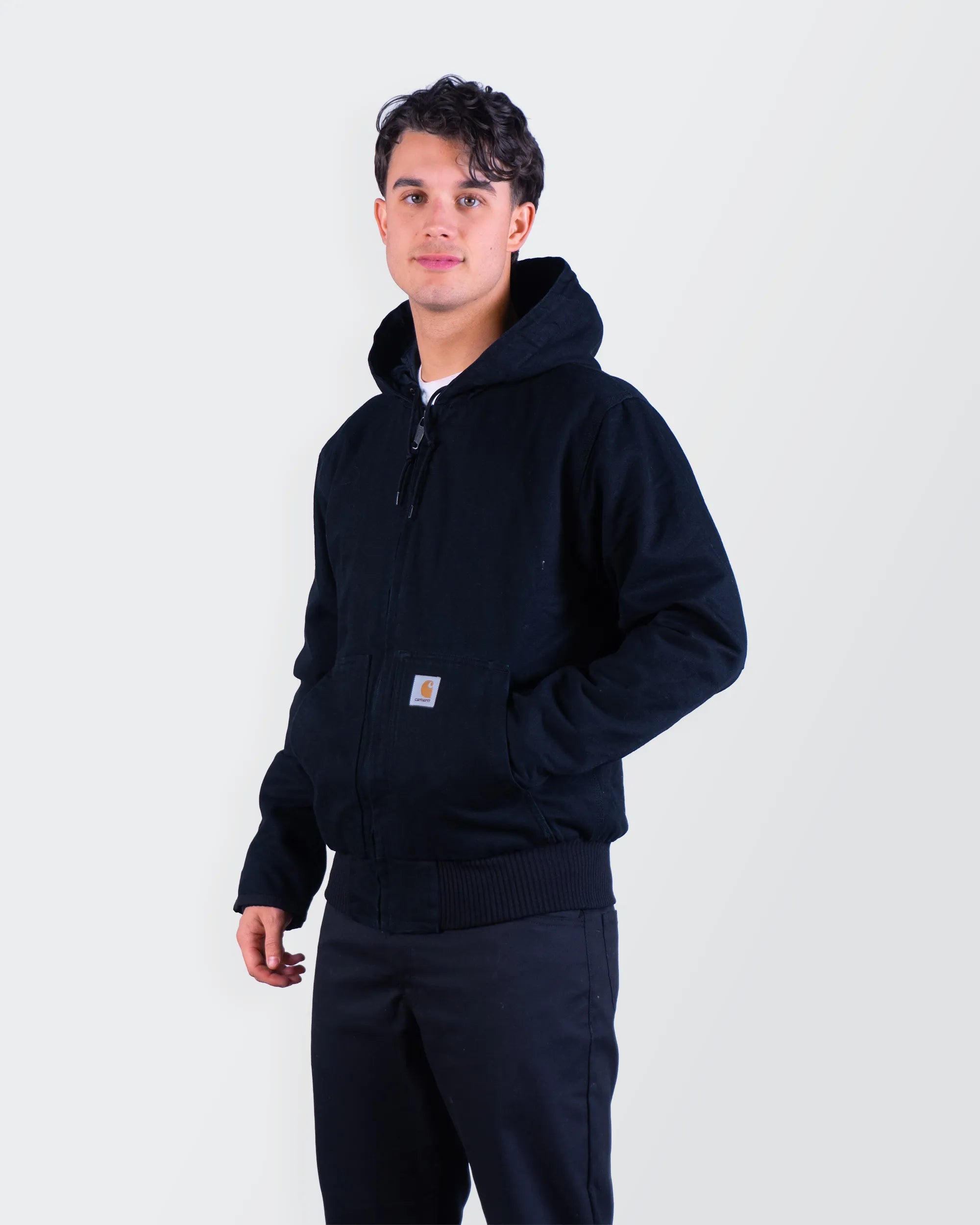 Carhartt Black Canvas Full-Zip Hoodie - M