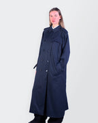 Burberry 1990's Navy Wool Trenchcoat - M