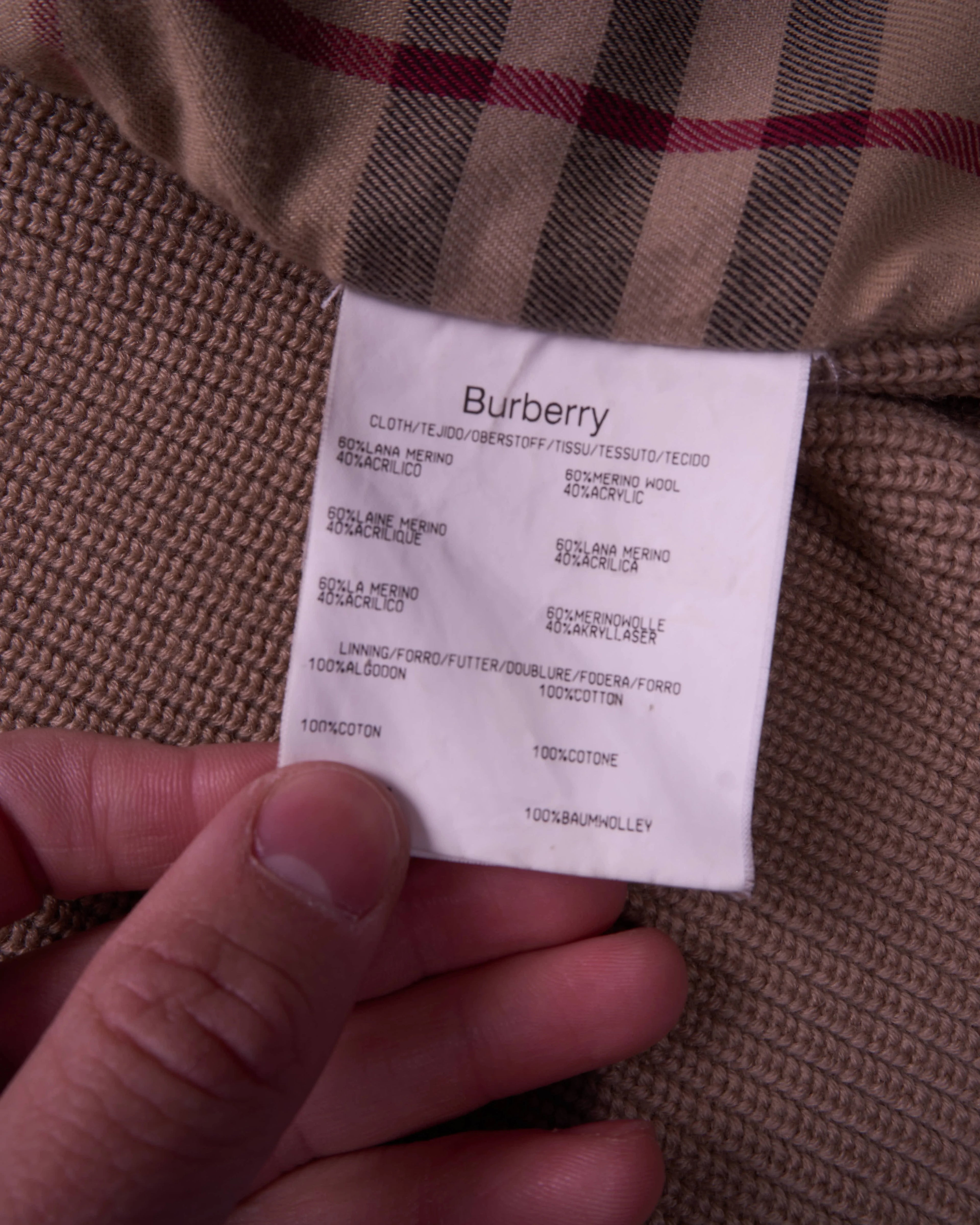Burberry Brown Zip Cardigan - L