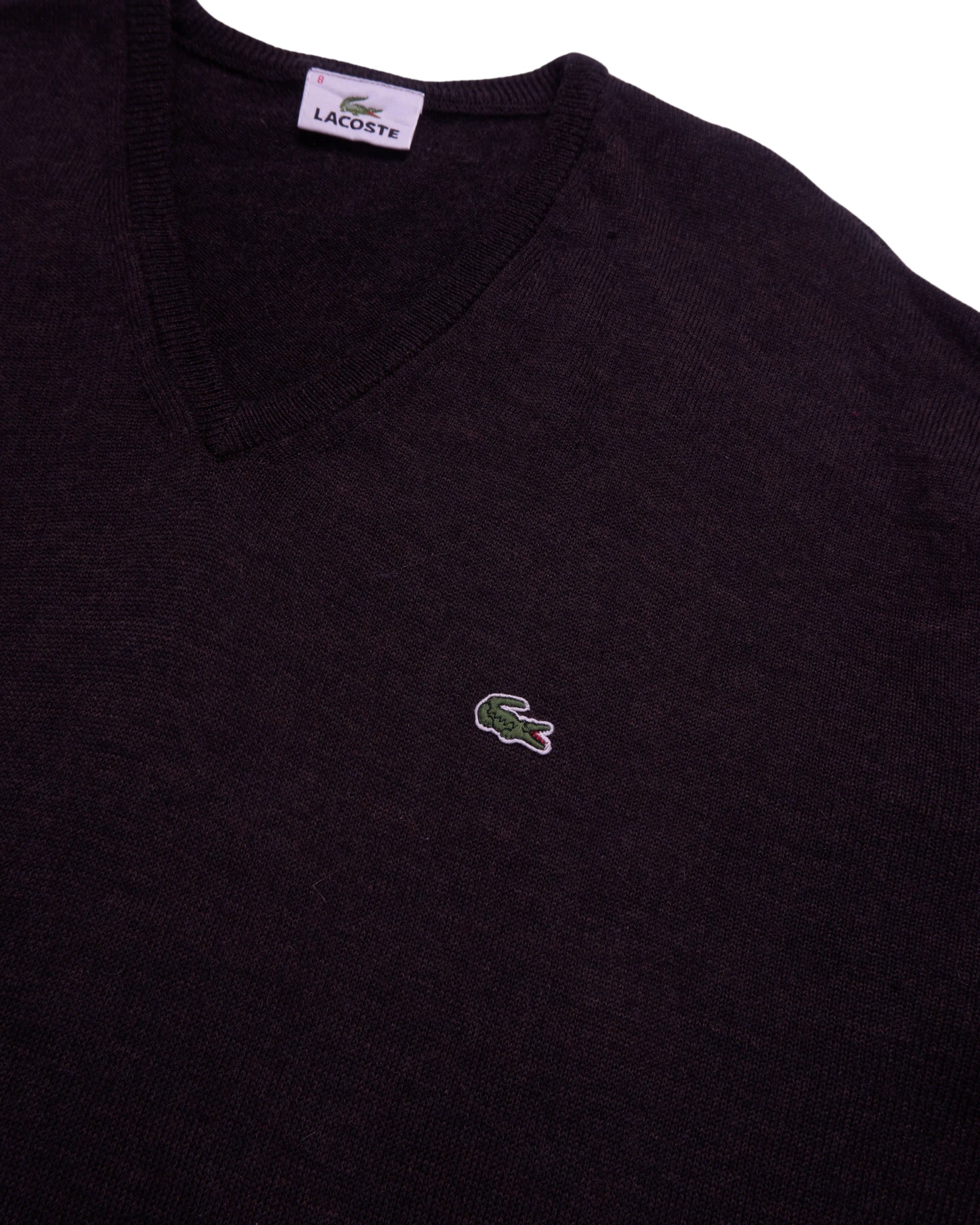 Lacoste Brown V-neck Jumper - XL