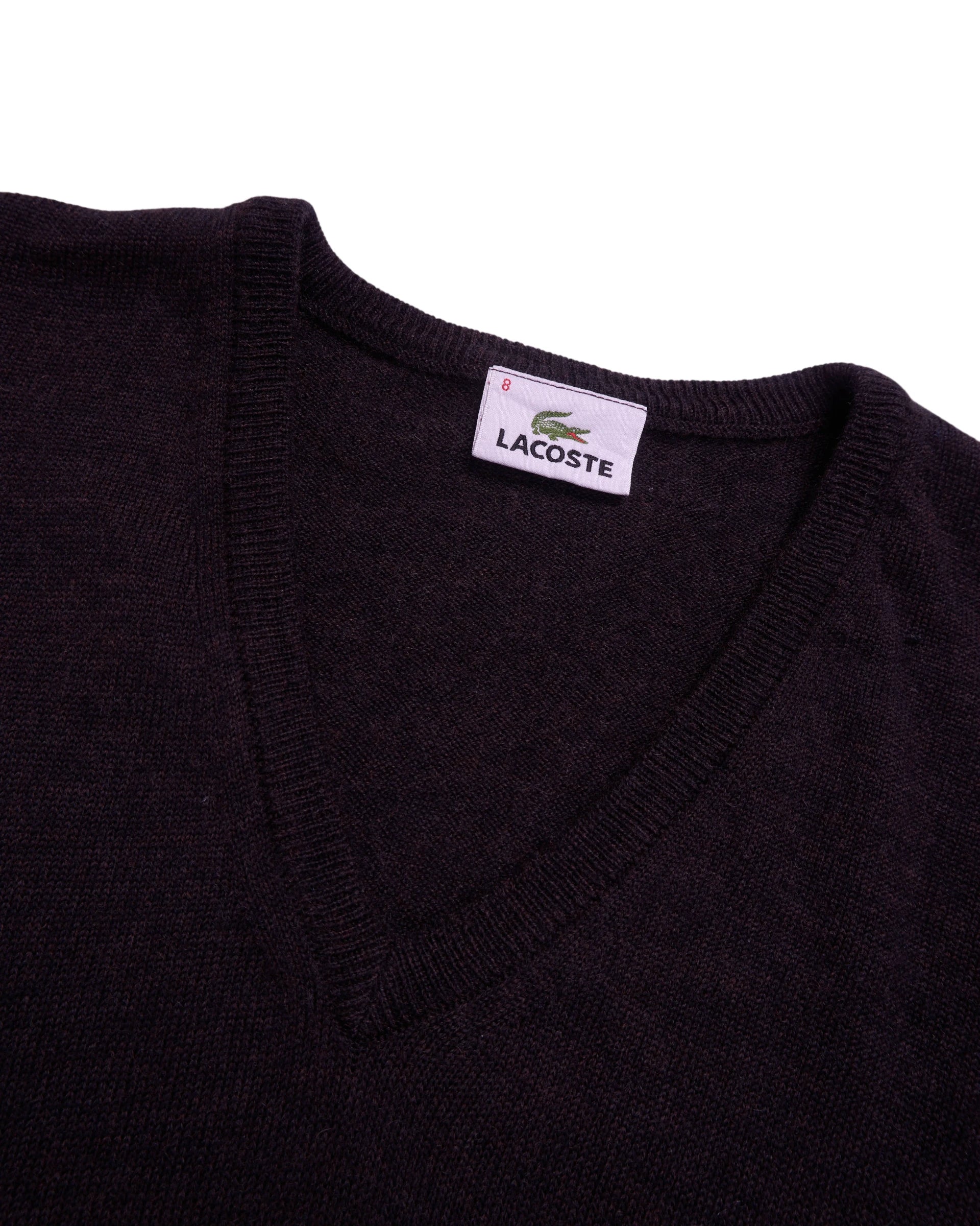 Lacoste Brown V-neck Jumper - XL