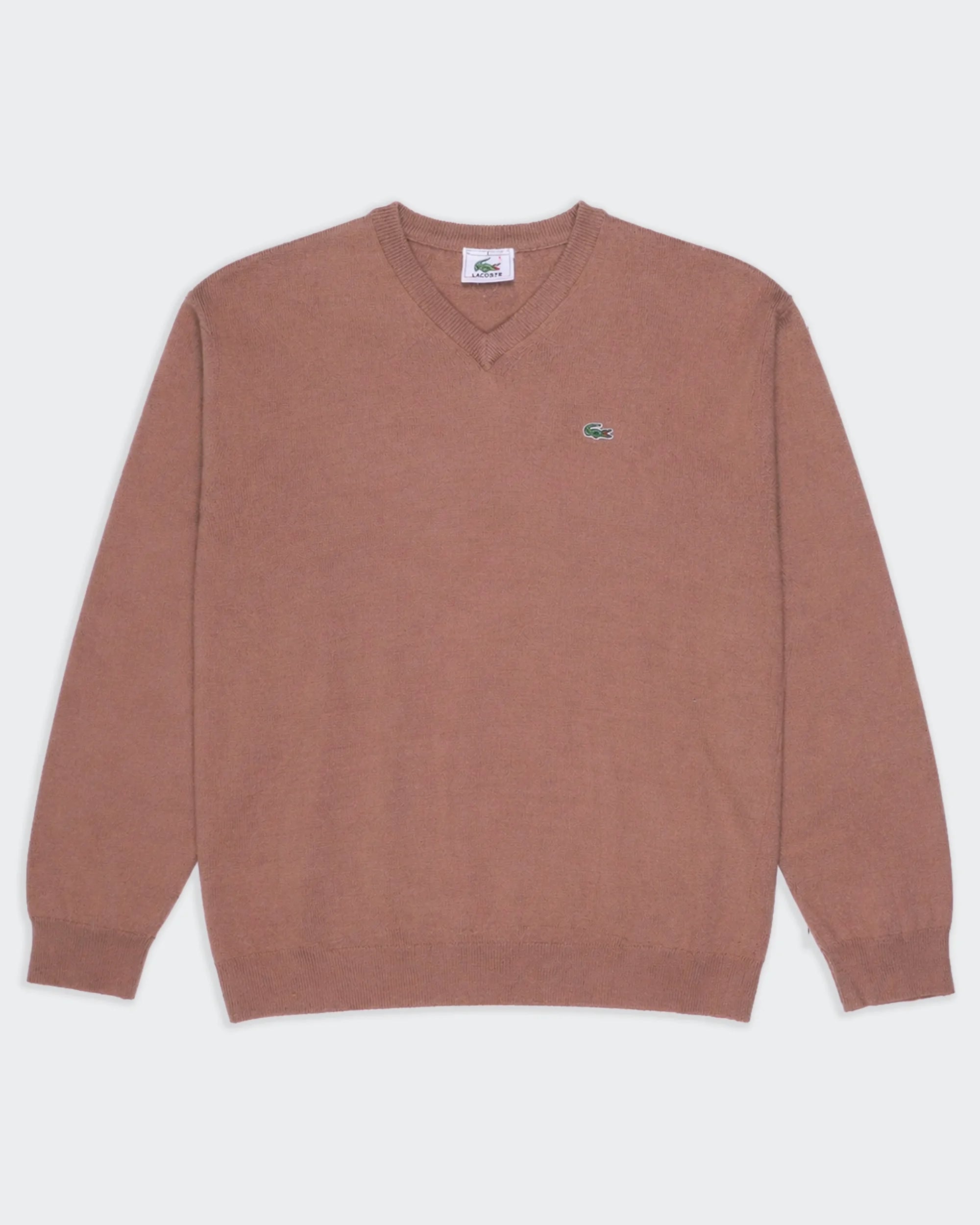 Lacoste Brown V-neck Jumper - M